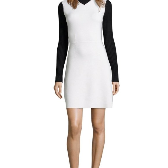 Theory Dresses | Theory Myrelle Color Black Sweater Dress Turtleneck | Color: Black/Cream | Size: M | Alialiep's Closet